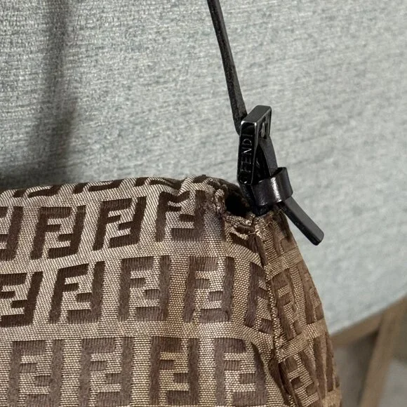 FENDI ZUCCHINO CANVAS Mama Forever Baguette Brown Mini - Picture 12 of 13